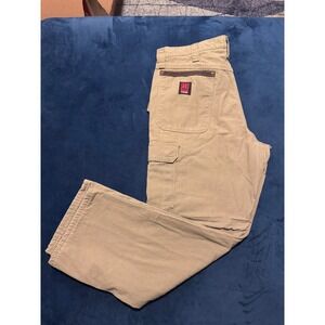 Ripstop Fabric Flannel Lined Cargo Pants Tan Mens Size 36 x 30 Work Utility